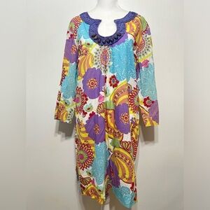 Boden Retro Floral Colorful Floral Mini Dress